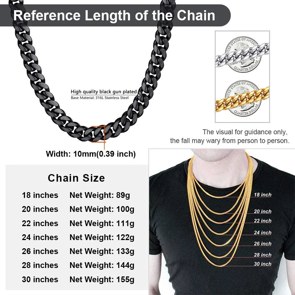 Mens Necklace Cuban Chains Stainless Steel 