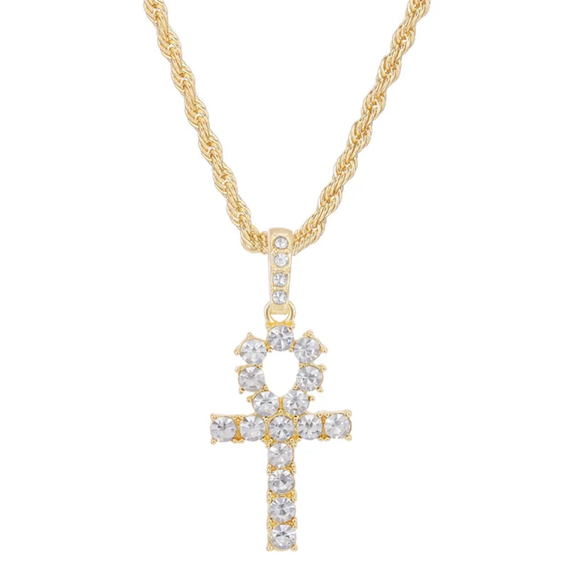 Men Women Hip Hop Cross Pendant Necklace 