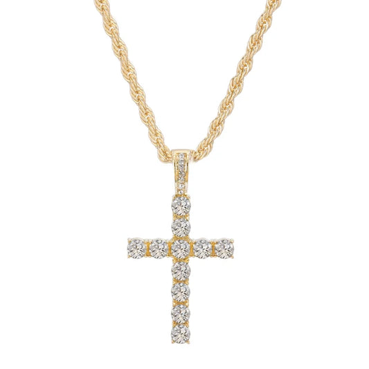 Men Women Hip Hop Cross Pendant Necklace 